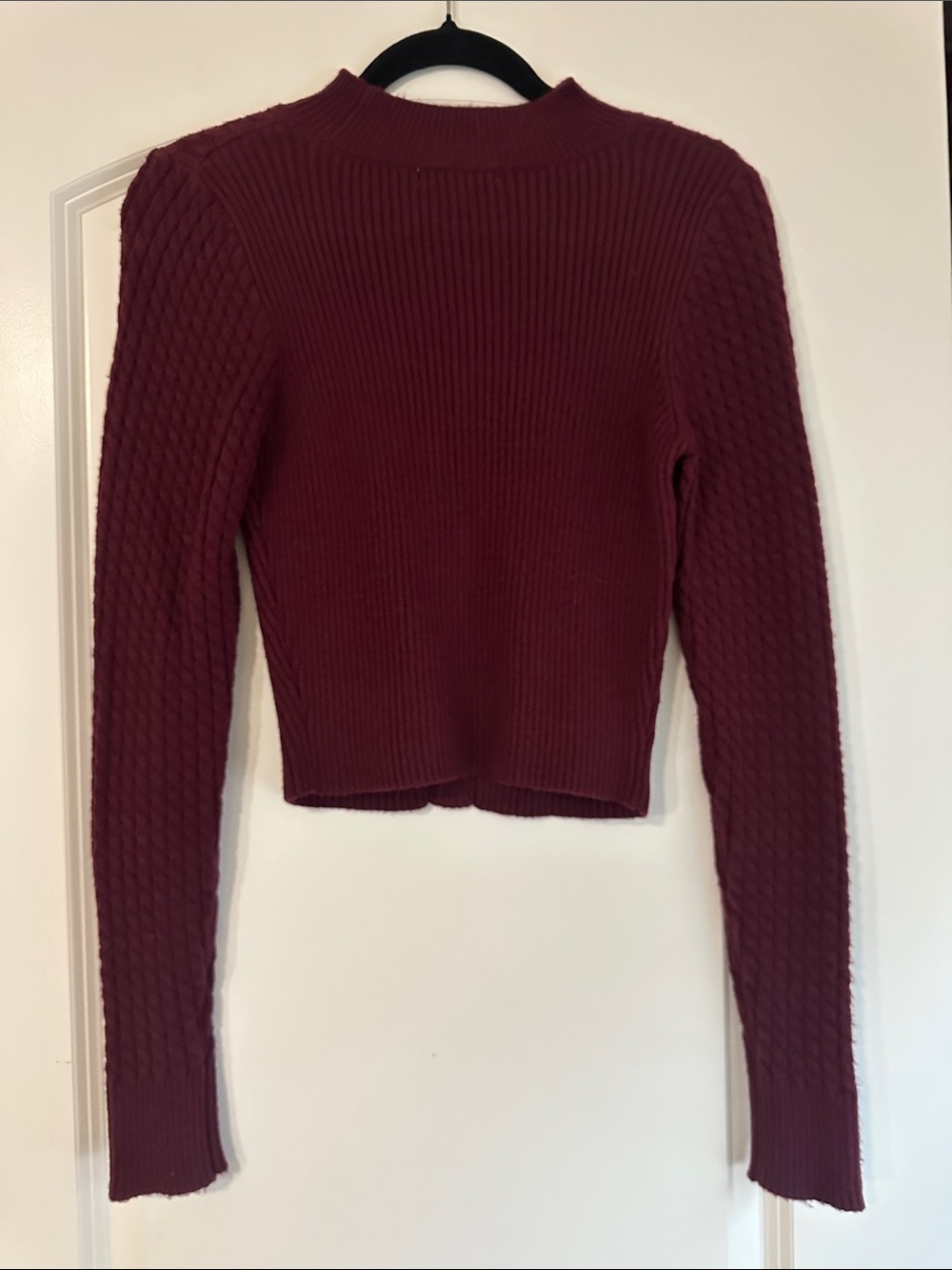 Design History Burgundy Ribbed Cutout Button-Back Cardigan - Picture 2 of 2